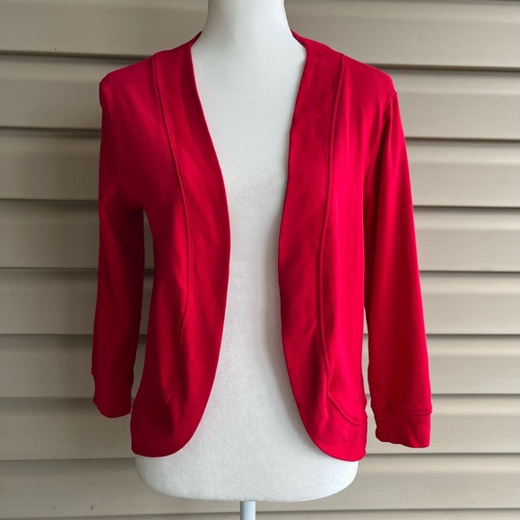 •Rafaella• Red Cropped Length Open Cardigan - Size Medium - Picture 1 of 7